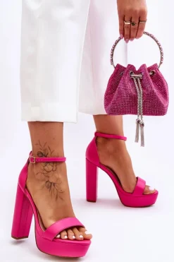 Boto Sandały Na Obcasie*Skórzane Sandały Na Wysokim Słupku I Platformie Różowe Sky Dream