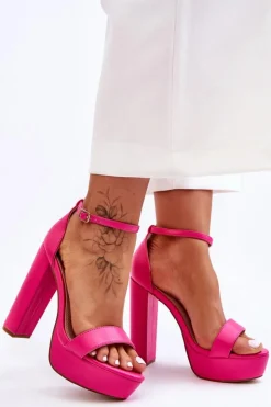 Boto Sandały Na Obcasie*Skórzane Sandały Na Wysokim Słupku I Platformie Różowe Sky Dream