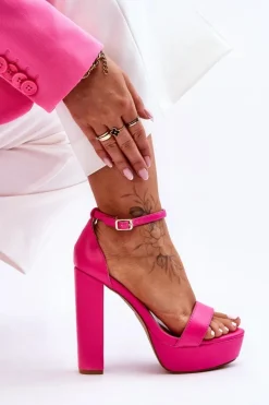 Boto Sandały Na Obcasie*Skórzane Sandały Na Wysokim Słupku I Platformie Różowe Sky Dream