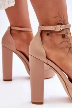 Discount Boto Skórzane Sandały Na Wysokim Słupku I Platformie Nude Sky Dream