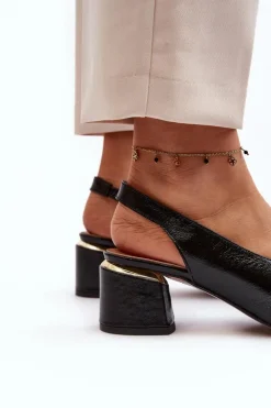 Sale Laura Messi Skórzane Sandały Z Ozdobą 2719 Czarne Czarny