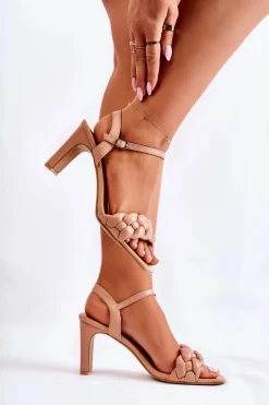 Damskie Buty damskie Vinceza Skórzane Sandały Z Warkoczem Nude Sofielle