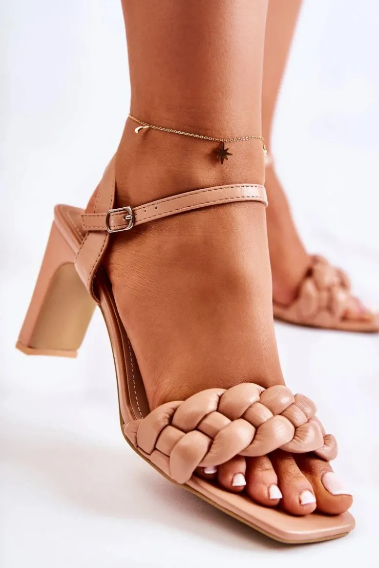 Damskie Buty damskie Vinceza Skórzane Sandały Z Warkoczem Nude Sofielle