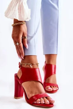 Discount Boto Skórzane Sandały Z Wycięciem Czerwone Maronni