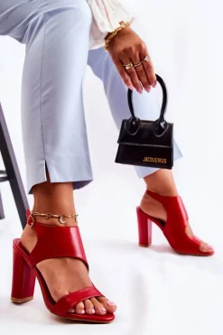 Discount Boto Skórzane Sandały Z Wycięciem Czerwone Maronni