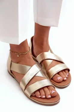 Sale Evento Skórzane Sandały Ze Ściągaczem Złote Apulia Złoty