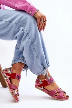 Clearance Maciejka Skórzane Sandały Ze Ściągaczem 03375-44 Różowe