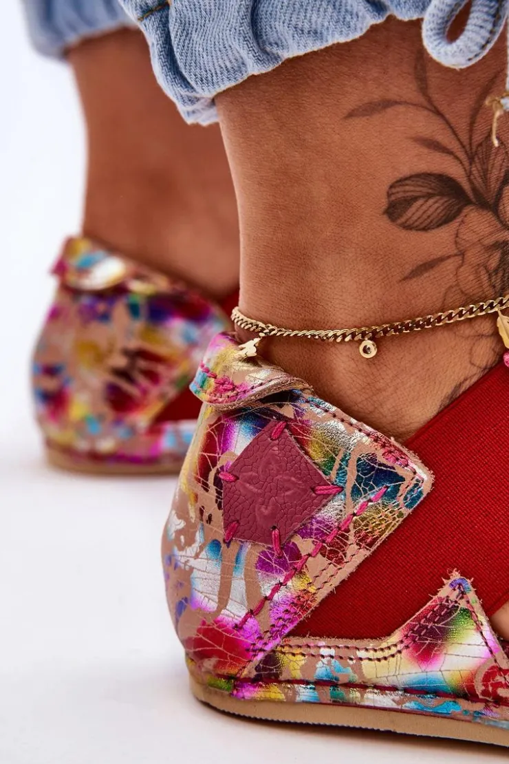 Clearance Maciejka Skórzane Sandały Ze Ściągaczem 03375-44 Różowe