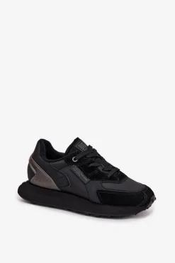 Big Star Shoes Buty Sportowe Big Star|Sneakersy Damskie*Skórzane Sneakersy Damskie Big Star OO274562 Hi-Poly System Czarne Czarny