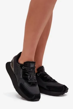 Big Star Shoes Buty Sportowe Big Star|Sneakersy Damskie*Skórzane Sneakersy Damskie Big Star OO274562 Hi-Poly System Czarne Czarny