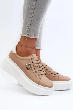 Online Boto Skórzane Sneakersy Damskie Na Platformie Brązowe Pernalia