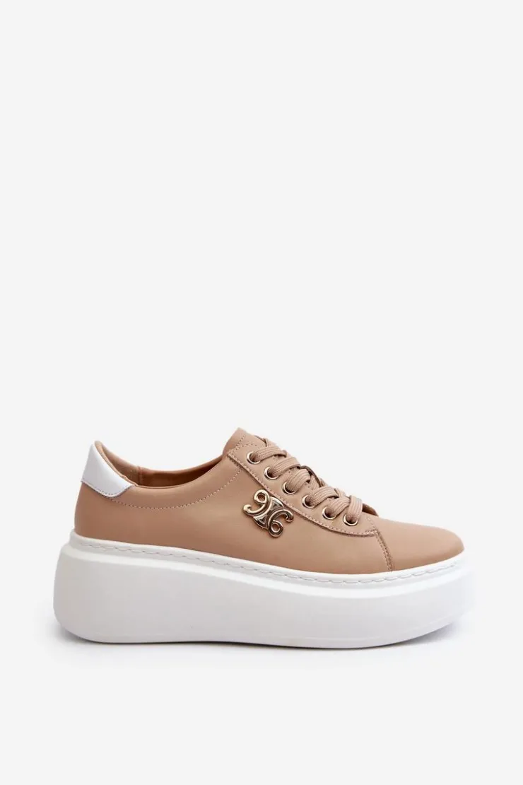 Online Boto Skórzane Sneakersy Damskie Na Platformie Brązowe Pernalia