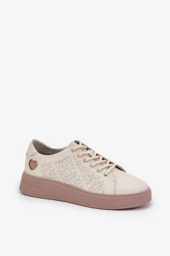 Damskie Buty damskie Vinceza Skórzane Sneakersy Damskie Na Platformie Vinceza 88018 Beżowe