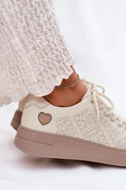 Damskie Buty damskie Vinceza Skórzane Sneakersy Damskie Na Platformie Vinceza 88018 Beżowe