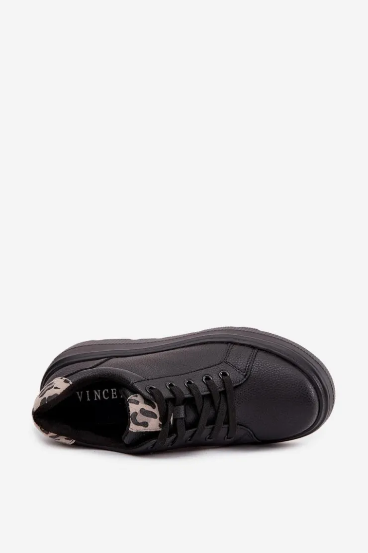 New Buty damskie Vinceza Skórzane Sneakersy Damskie Na Platformie Panterka Vinceza 89144 Czarne