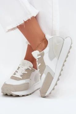 Damskie Big Star Shoes Skórzane Sneakersy Damskie Big Star OO274563 Hi-Poly System Białe