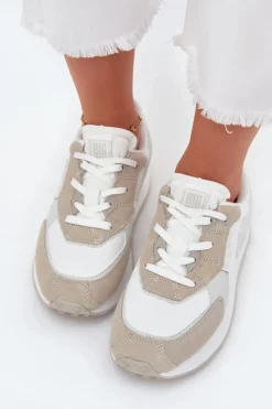 Damskie Big Star Shoes Skórzane Sneakersy Damskie Big Star OO274563 Hi-Poly System Białe