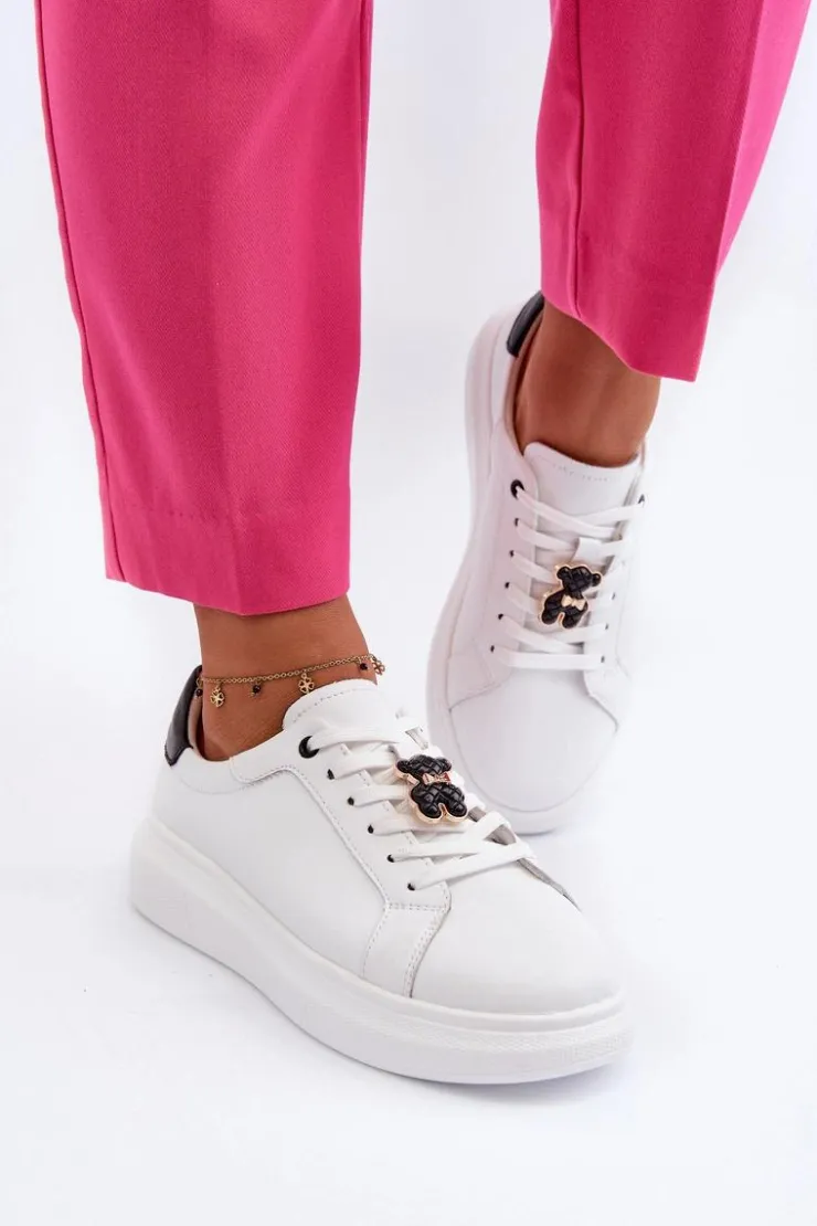 Damskie Buty damskie Vinceza Skórzane Sneakersy Damskie Z Misiem Białe Mirven