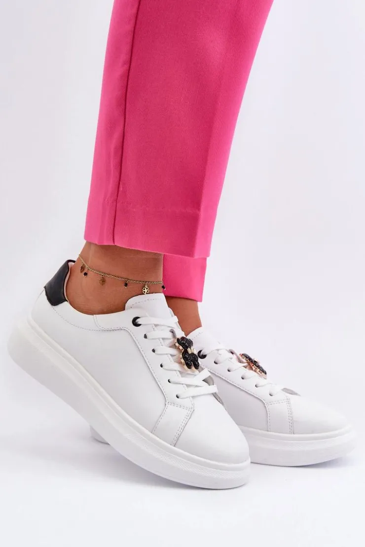 Damskie Buty damskie Vinceza Skórzane Sneakersy Damskie Z Misiem Białe Mirven