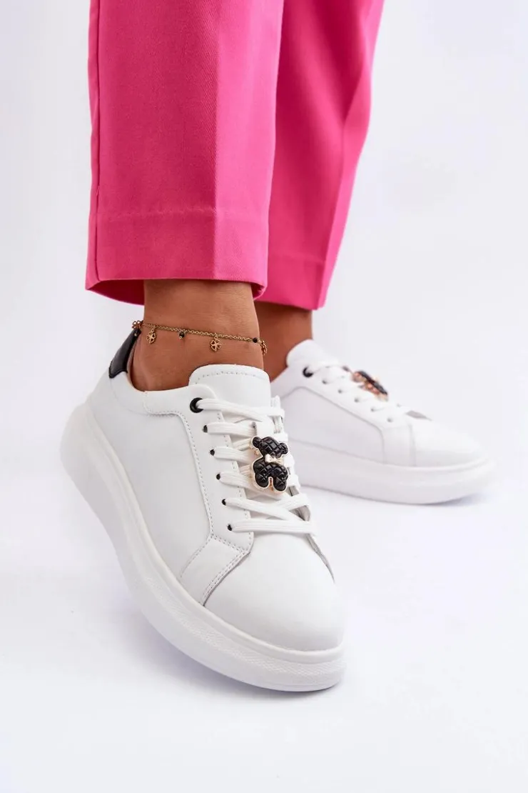 Damskie Buty damskie Vinceza Skórzane Sneakersy Damskie Z Misiem Białe Mirven