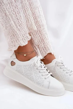 Discount Buty damskie Vinceza Skórzane Sneakersy Damskie Na Platformie Vinceza 88018 Białe Biały