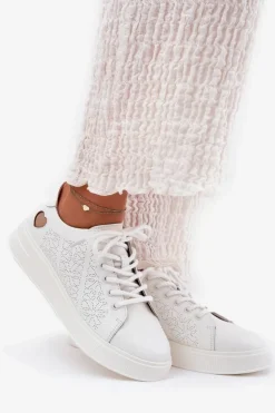 Discount Buty damskie Vinceza Skórzane Sneakersy Damskie Na Platformie Vinceza 88018 Białe Biały