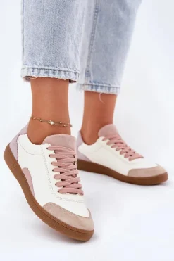 Outlet Zazoo Skórzane Sneakersy Damskie N1220 Białe Biały