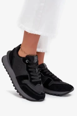 Damskie Big Star Shoes Skórzane Sneakersy Damskie Big Star OO274529 HI-POLY SYSTEM Czarne