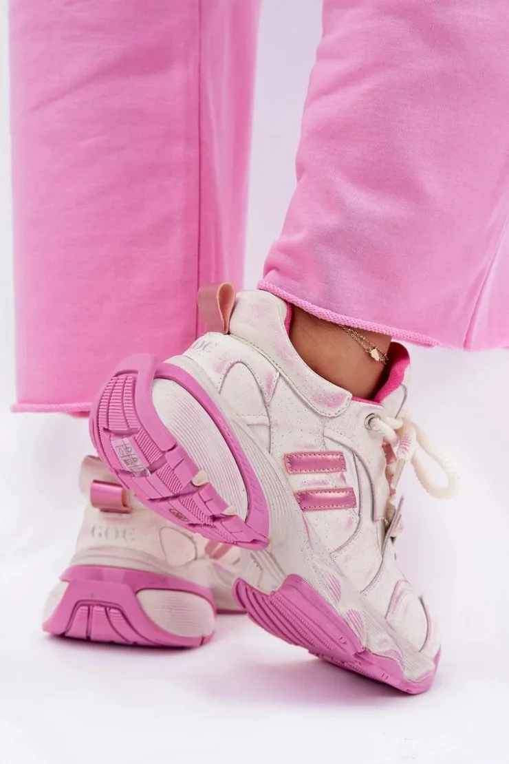 Damskie GOE Skórzane Sneakersy Damskie RR2N4038 Różowe