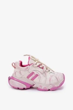 Damskie GOE Skórzane Sneakersy Damskie RR2N4038 Różowe