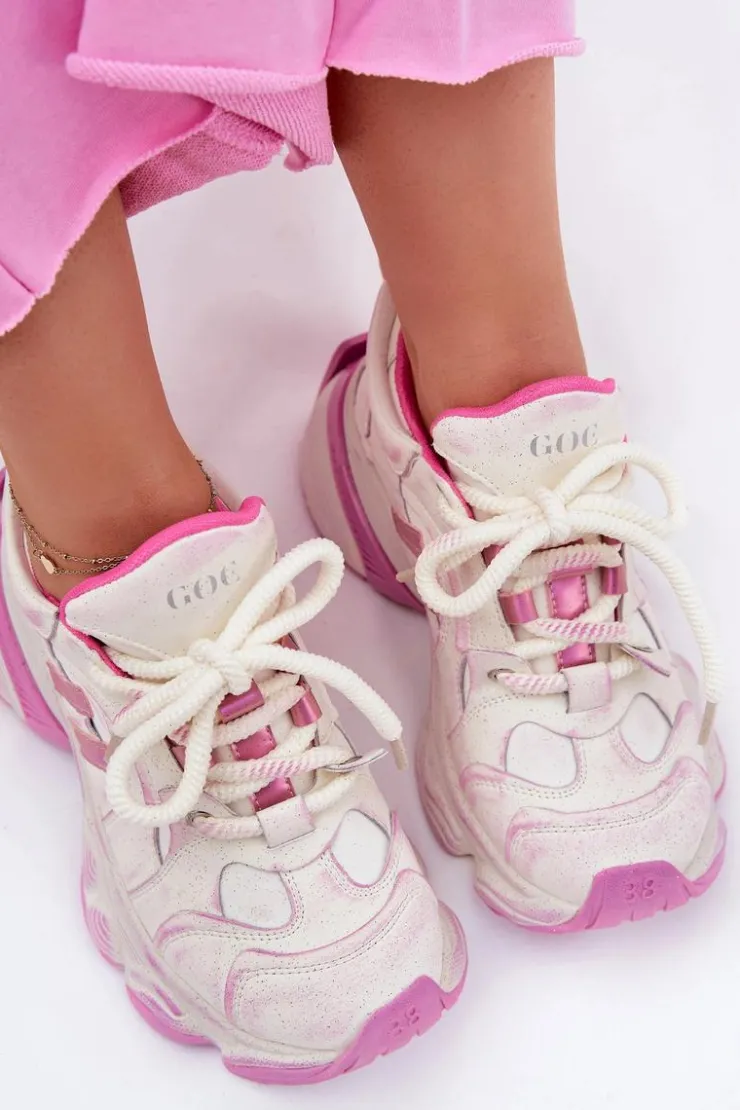 Damskie GOE Skórzane Sneakersy Damskie RR2N4038 Różowe