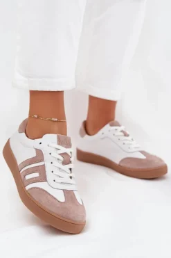 Buty damskie Vinceza Sneakersy Damskie*Skórzane Sneakersy Damskie Vinceza 79557 Biało-Beżowe Biały