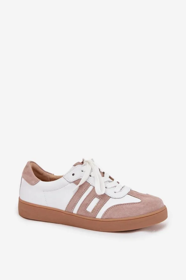 Buty damskie Vinceza Sneakersy Damskie*Skórzane Sneakersy Damskie Vinceza 79557 Biało-Beżowe Biały