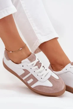 Buty damskie Vinceza Sneakersy Damskie*Skórzane Sneakersy Damskie Vinceza 79557 Biało-Beżowe Biały