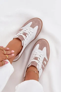 Buty damskie Vinceza Sneakersy Damskie*Skórzane Sneakersy Damskie Vinceza 79557 Biało-Beżowe Biały