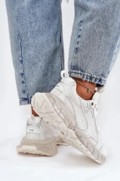 Damskie GOE Skórzane Sneakersy Damskie RR2N4083 Beżowe