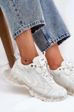 Damskie GOE Skórzane Sneakersy Damskie RR2N4083 Beżowe