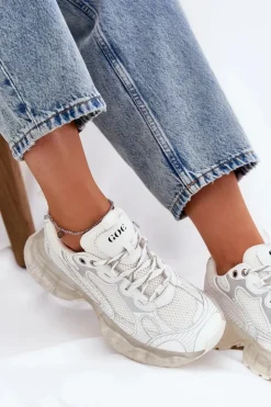 Damskie GOE Skórzane Sneakersy Damskie RR2N4083 Beżowe