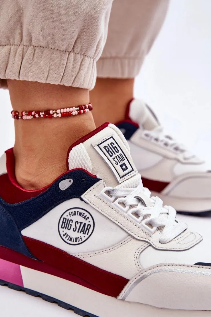 Hot Big Star Shoes Skórzane Sneakersy Memory Foam System Big Star LL274369 Biało-Czerwone