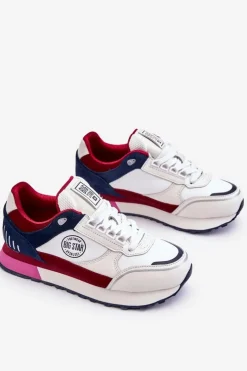 Hot Big Star Shoes Skórzane Sneakersy Memory Foam System Big Star LL274369 Biało-Czerwone