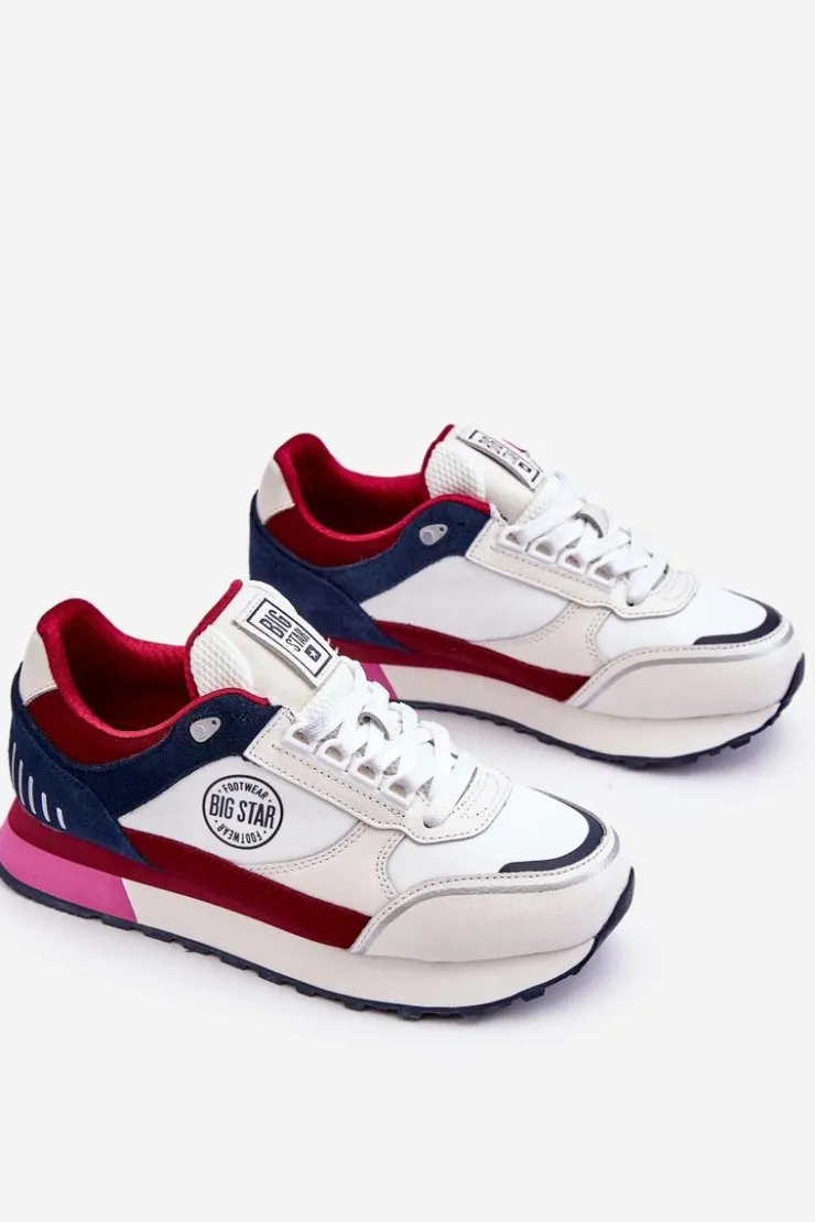 Hot Big Star Shoes Skórzane Sneakersy Memory Foam System Big Star LL274369 Biało-Czerwone