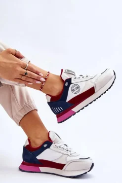 Hot Big Star Shoes Skórzane Sneakersy Memory Foam System Big Star LL274369 Biało-Czerwone