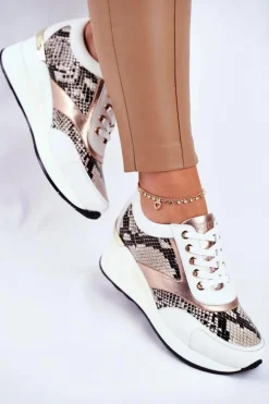 GOE Skórzane Sneakersy Na Koturnie GG2N3045 Białe