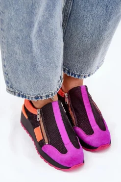 Damskie Maciejka Skórzane Sneakersy Na Koturnie 06853-15 Czarne