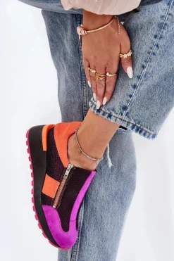 Damskie Maciejka Skórzane Sneakersy Na Koturnie 06853-15 Czarne