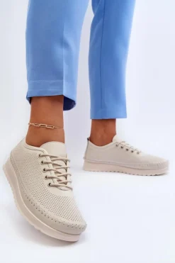 Buty damskie Vinceza Sneakersy Damskie*Skórzane Sportowe Buty Trampki Damskie Beżowe Lalnai Beżowy