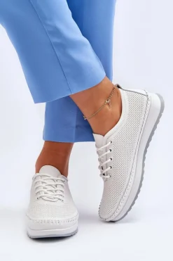 Damskie Buty damskie Vinceza Skórzane Sportowe Buty Trampki Damskie Białe Lalnai