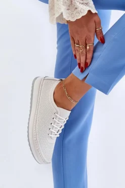 Damskie Buty damskie Vinceza Skórzane Sportowe Buty Trampki Damskie Białe Lalnai