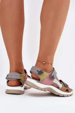 Artiker Sandały Płaskie*Skórzane Sportowe Sandały Damskie 54C1293 Multikolor