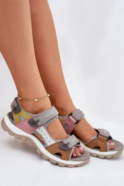 Artiker Sandały Płaskie*Skórzane Sportowe Sandały Damskie 54C1293 Multikolor